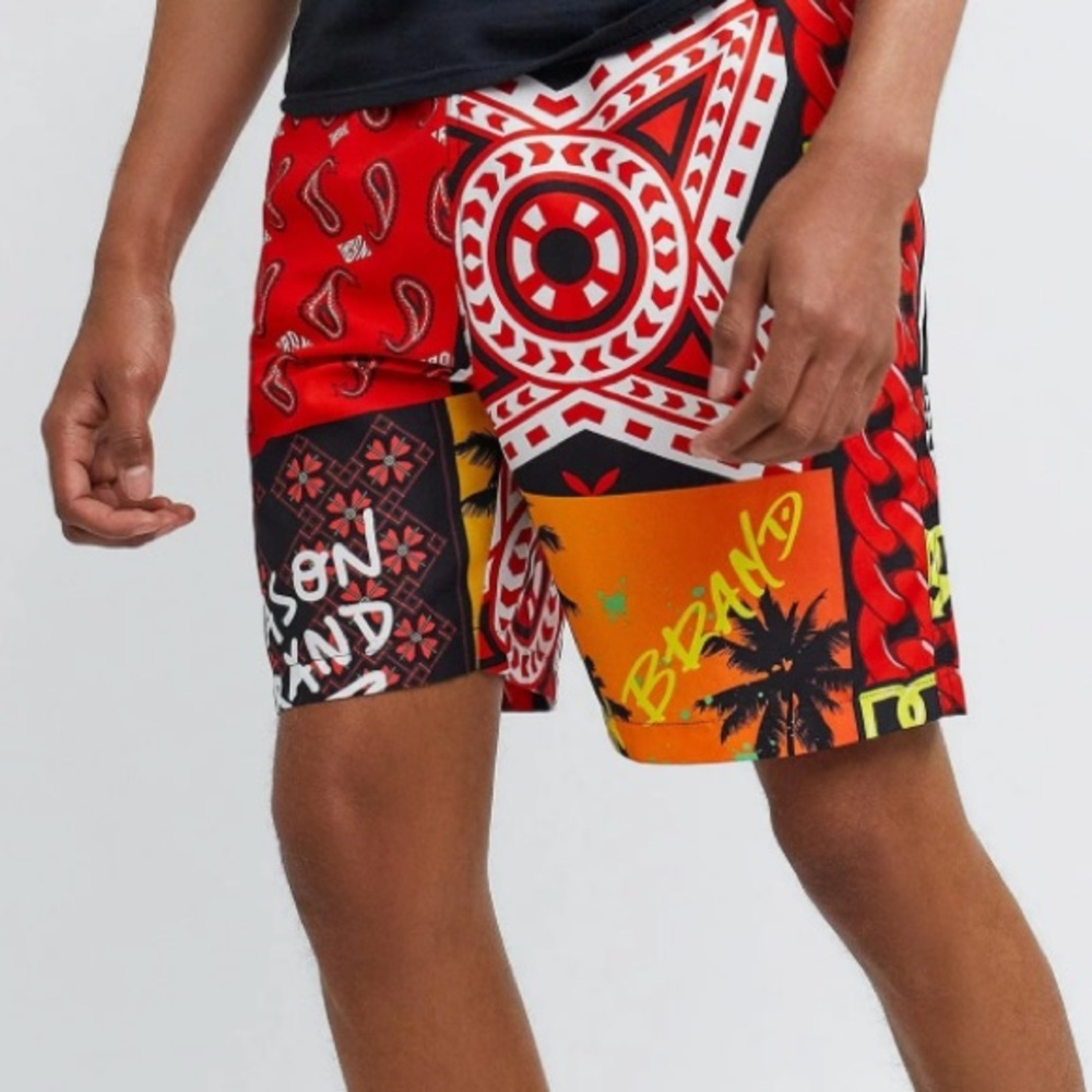 Colorful Geometric Design Swim Trunks - Picture 5 of 6